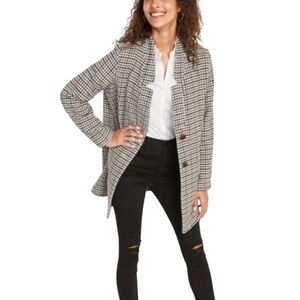 Old Navy Multi Colored Plaid Long Line Coat